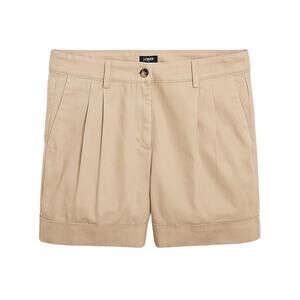NWT J.Crew Khaki Pleated Chino Shorts Size 2 High Rise 4" Rolled Hem Cotton